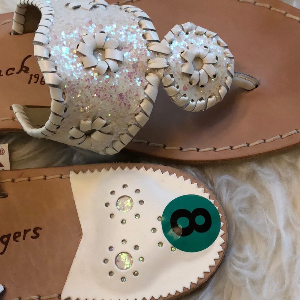 Jack Rogers White Glitter Cleo Sandal Leather NEW - Picture 5 of 7